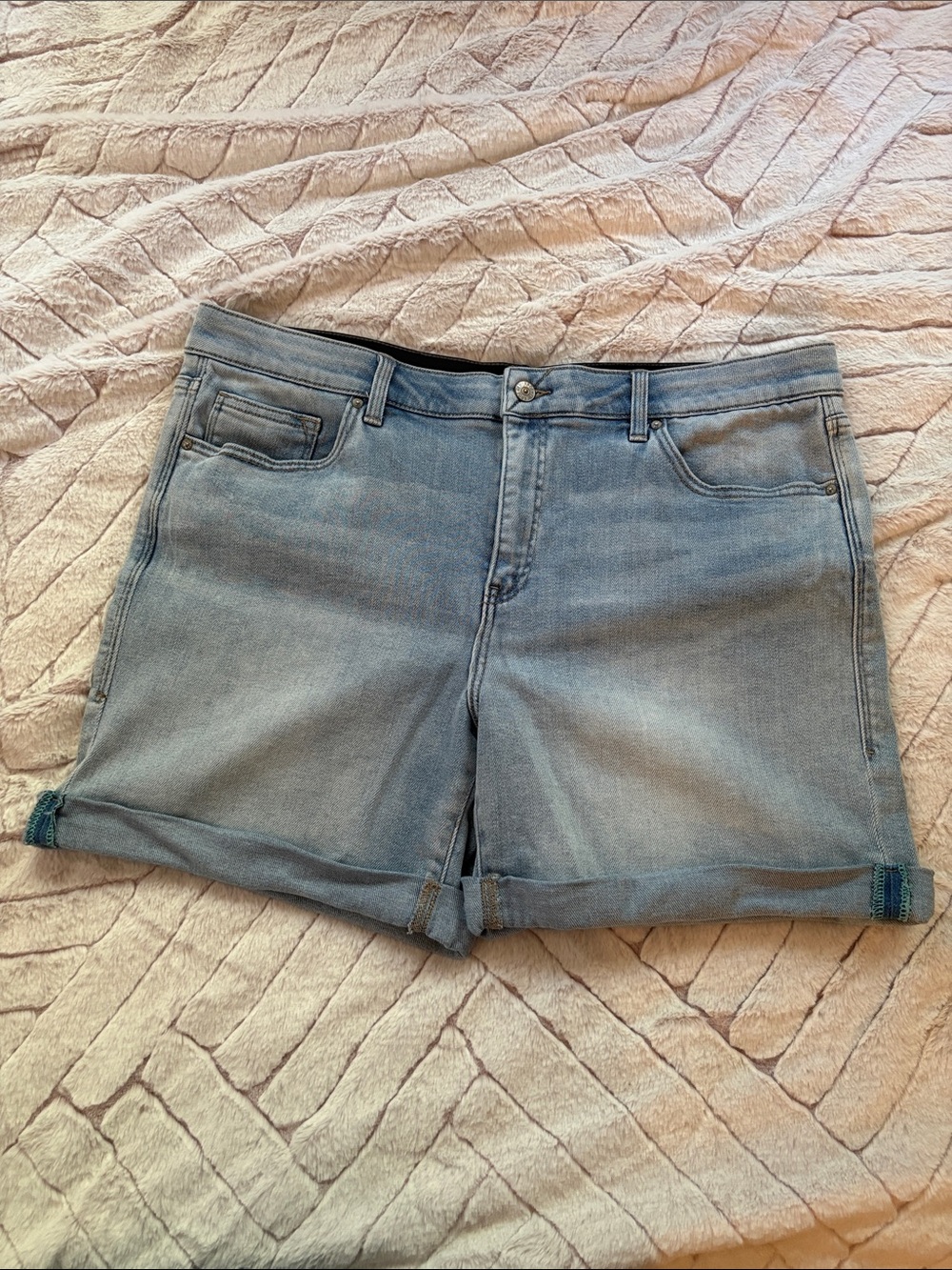LuLaRoe Light Blue Denim Roll-Cuff Shorts